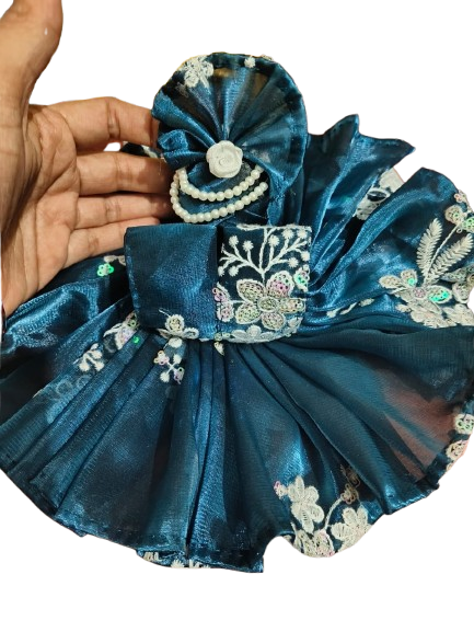 💙 Royal Midnight Bloom Dress for Ladoo Gopal – Divine in Every Detail 💙