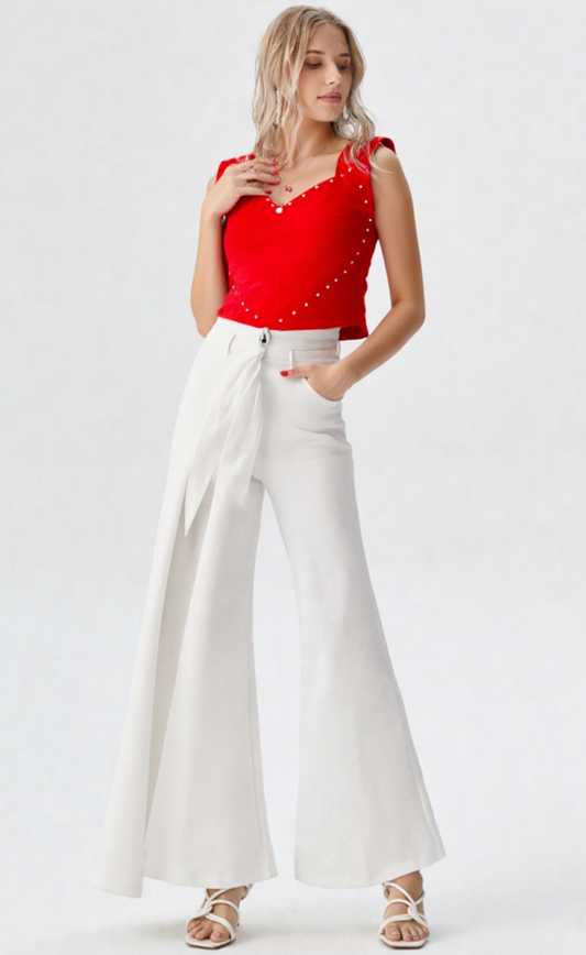 Chic Sleeveless Red Top for Special Occasions