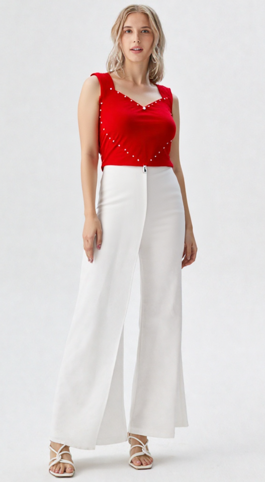 Chic Sleeveless Red Top for Special Occasions