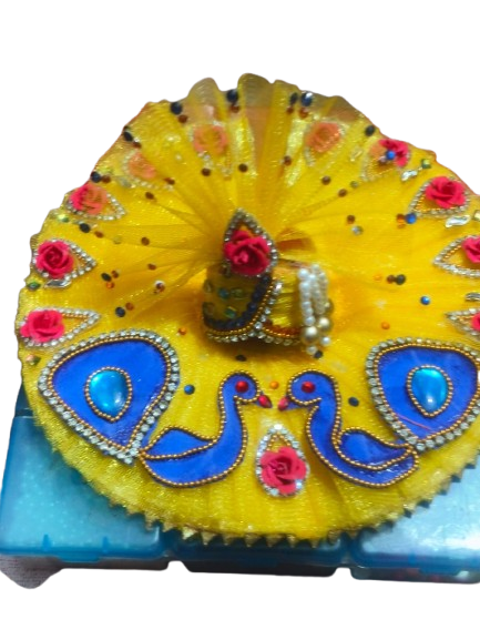 🦚💛 "Mayur Vibhuti" Yellow Peacock Embroidered Laddu Gopal Dress 💛🦚