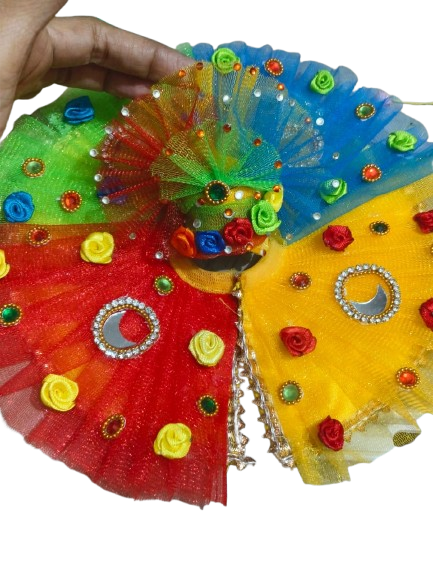 "Rang Leela" Multicolor Tulle Dress for Laddu Gopal 👑🌈 | Designer Dresses for laddu gopal