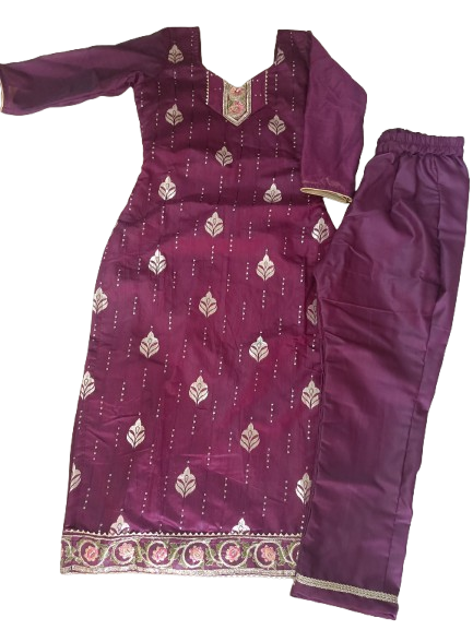 Rich Burgundy Embroidered Kurti with Flared Pants – Ethnic Glam Set