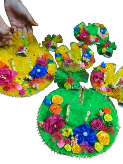 🌈 Floral Bliss Multicolor Ladoo Gopal Dress Set – Pack of 5 Sizes 🌈