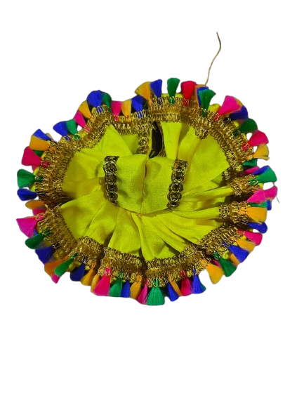💛 "Rangilo Rajwada" Yellow Multicolor Pom Pom Dress for Ladoo Gopal 💛