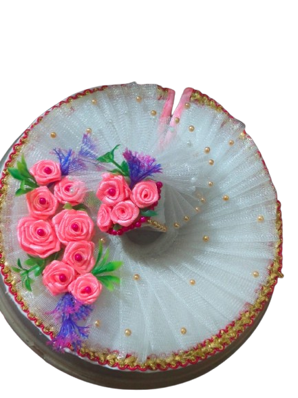 🤍 "Gulab Sheesh" White Net Dress for Ladoo Gopal with Pink Roses 🤍