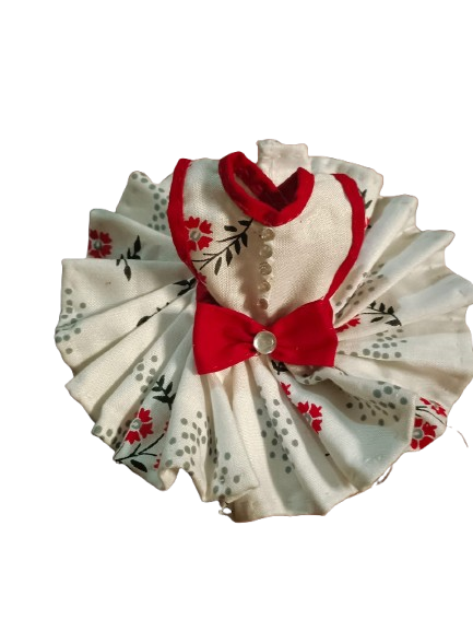 🌼🎀 "Vasant Vibes" White Floral Ladoo Gopal Dress – Bow Style Kurta Look 🎀🌼