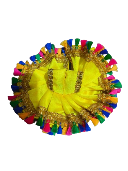 🌈💛 "Gopika Rang" Yellow Ladoo Gopal Dress – With Multicolor Tassel Magic 💛🌈