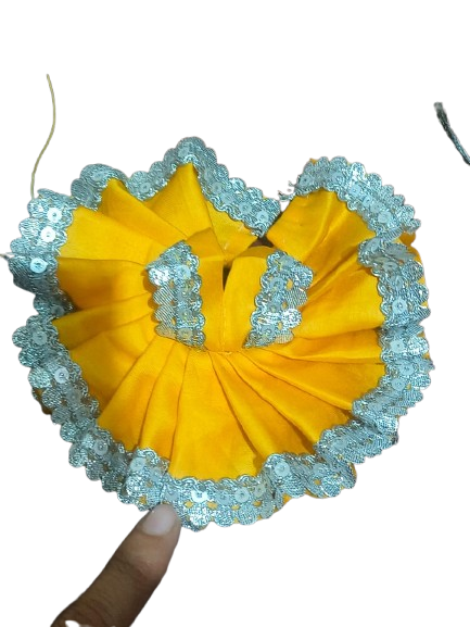 ☀️ "Surya Shobha" Yellow Dress for Ladoo Gopal with Silver Sequin Lace ☀️