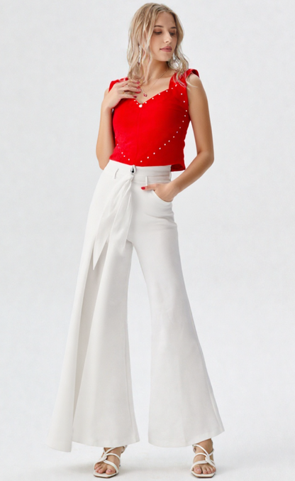 Chic Sleeveless Red Top for Special Occasions