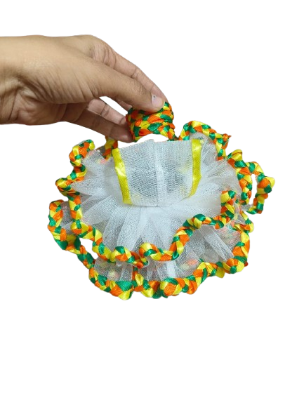 🇮🇳✨ "Tiranga Grace" White Net Ladoo Gopal Dress with Braided Trim ✨🇮🇳