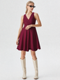 Burgundy Sleeveless Mini Dress with Rhinestone Detailing – Party & Cocktail Wear